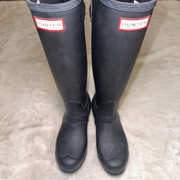 Hunter Matte Black Original Tall Rubber Welly Rain Boots Size 5 - Picture 4 of 10